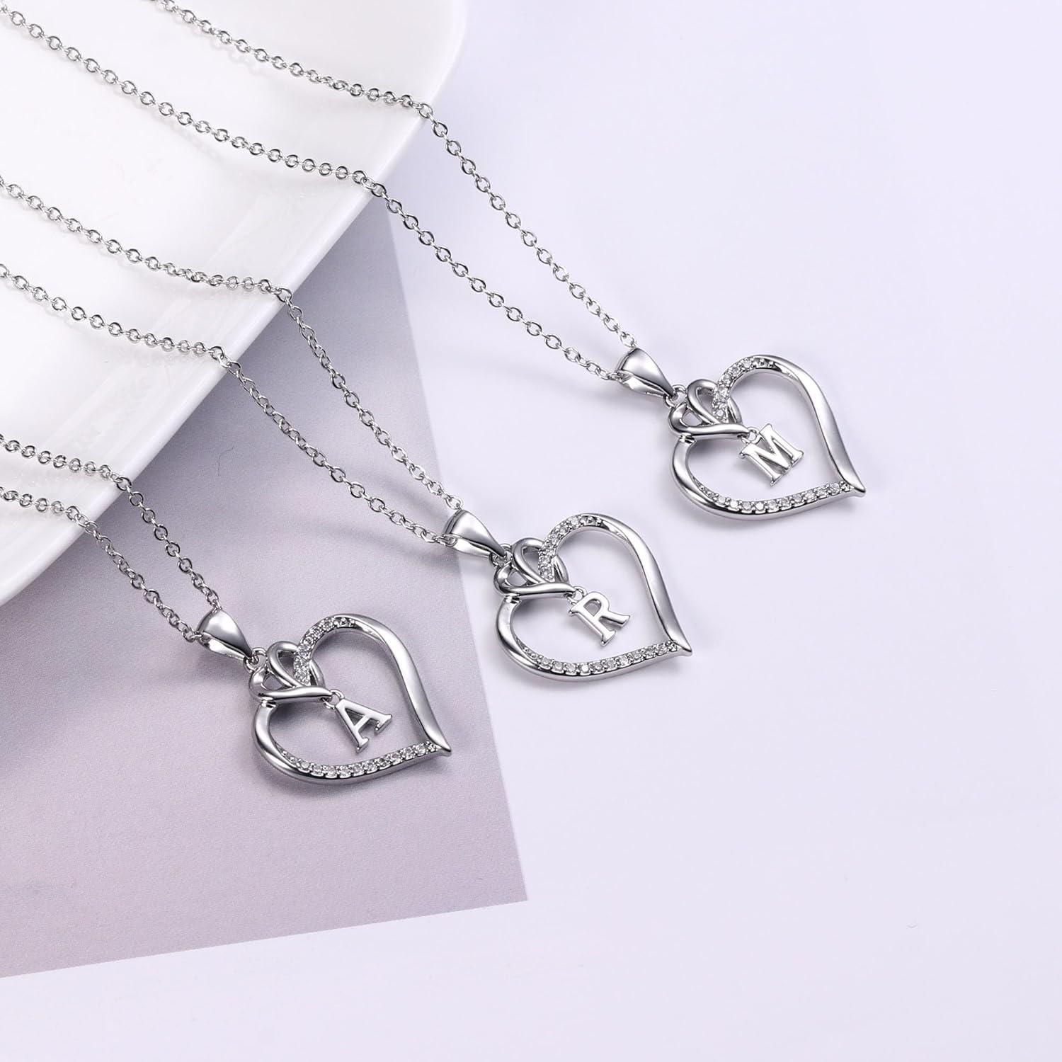Valentinstag Geschenk Herz Halskette 14K Gold/Weißgold Zirkonia