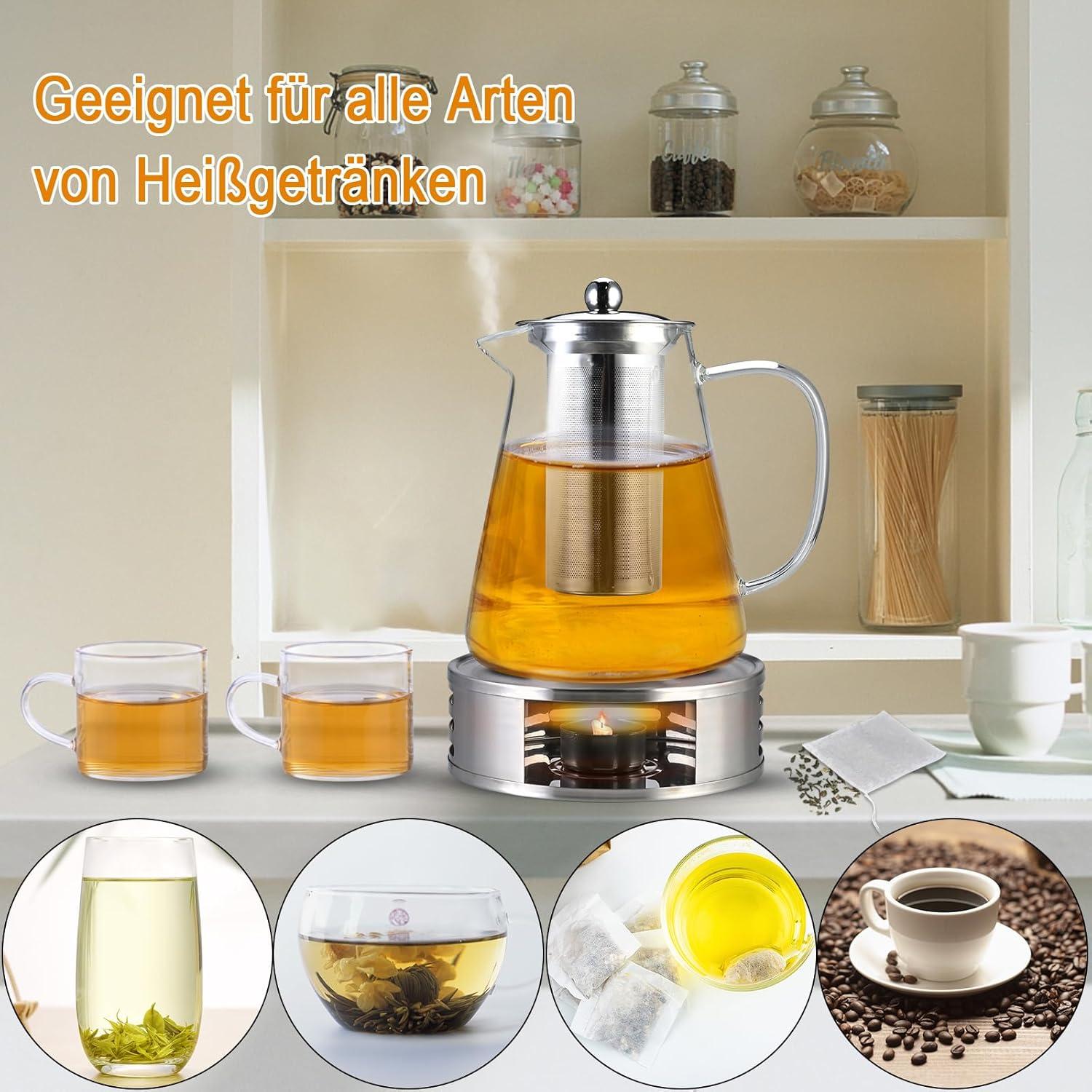 Teekanne Borosilikatglas 1200ml mit Siebeinsatz