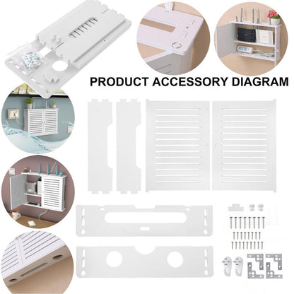 Wandregal PVC für Router mit 2 Ebenen & Kabelmanagement