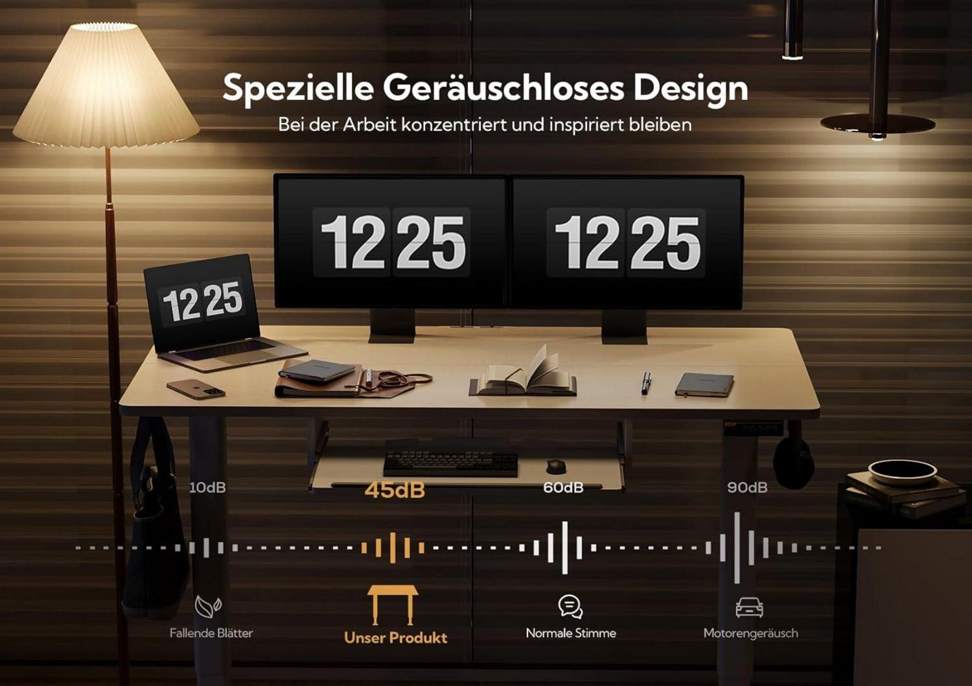 Schreibtisch Höhenverstellbar Elektrisch mit Tastaturablage, 140 x 60