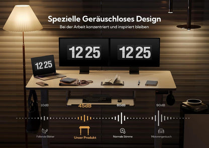 Schreibtisch Höhenverstellbar Elektrisch mit Tastaturablage, 140 x 60