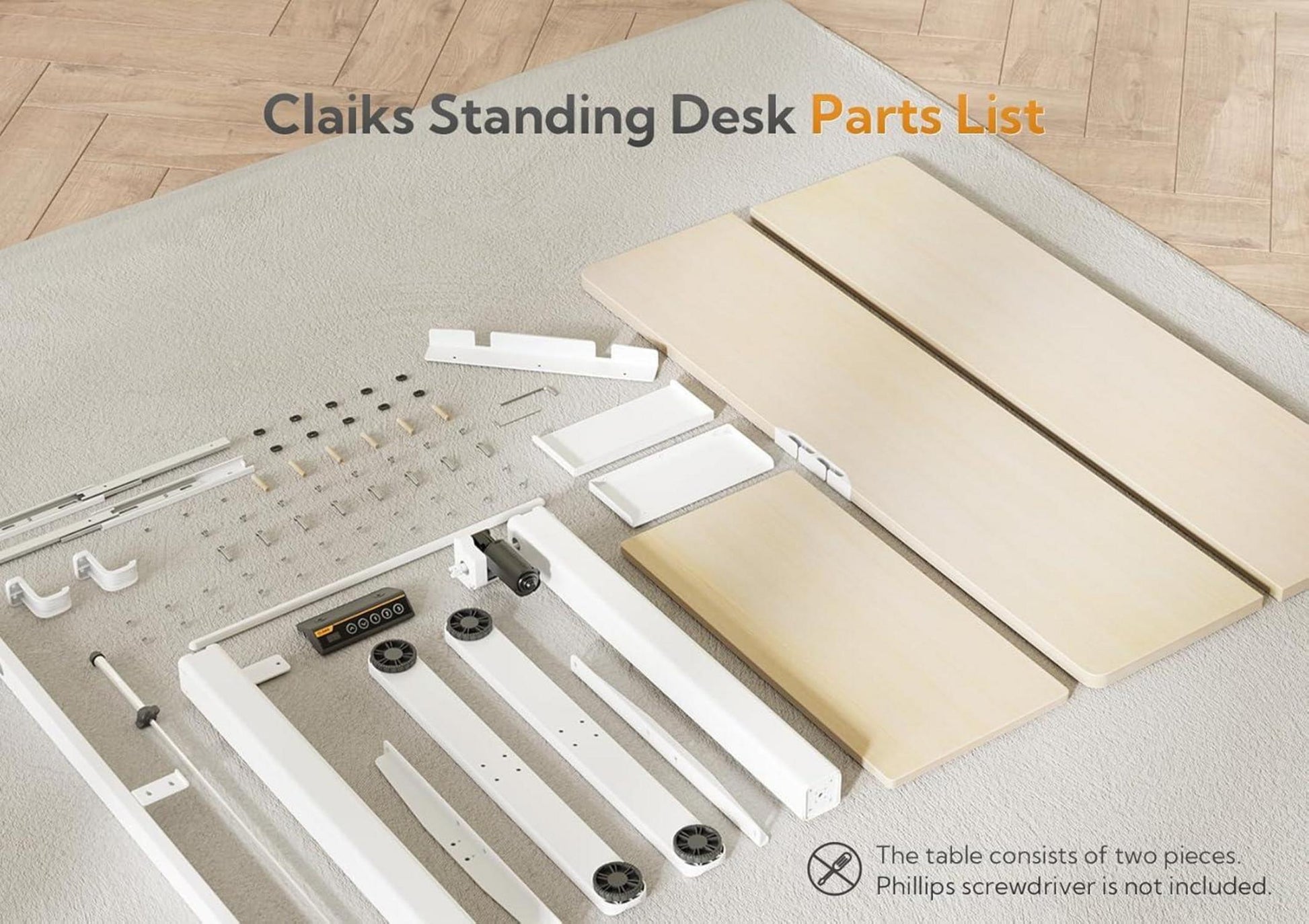 Höhenverstellbarer Elektrischer Schreibtisch mit Tastaturablage 140x60 cm Beige