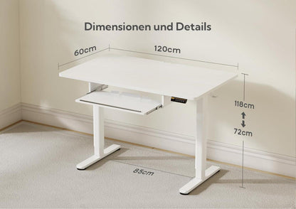 Claiks Schreibtisch Elektrisch Höhenverstellbar 120x60 cm