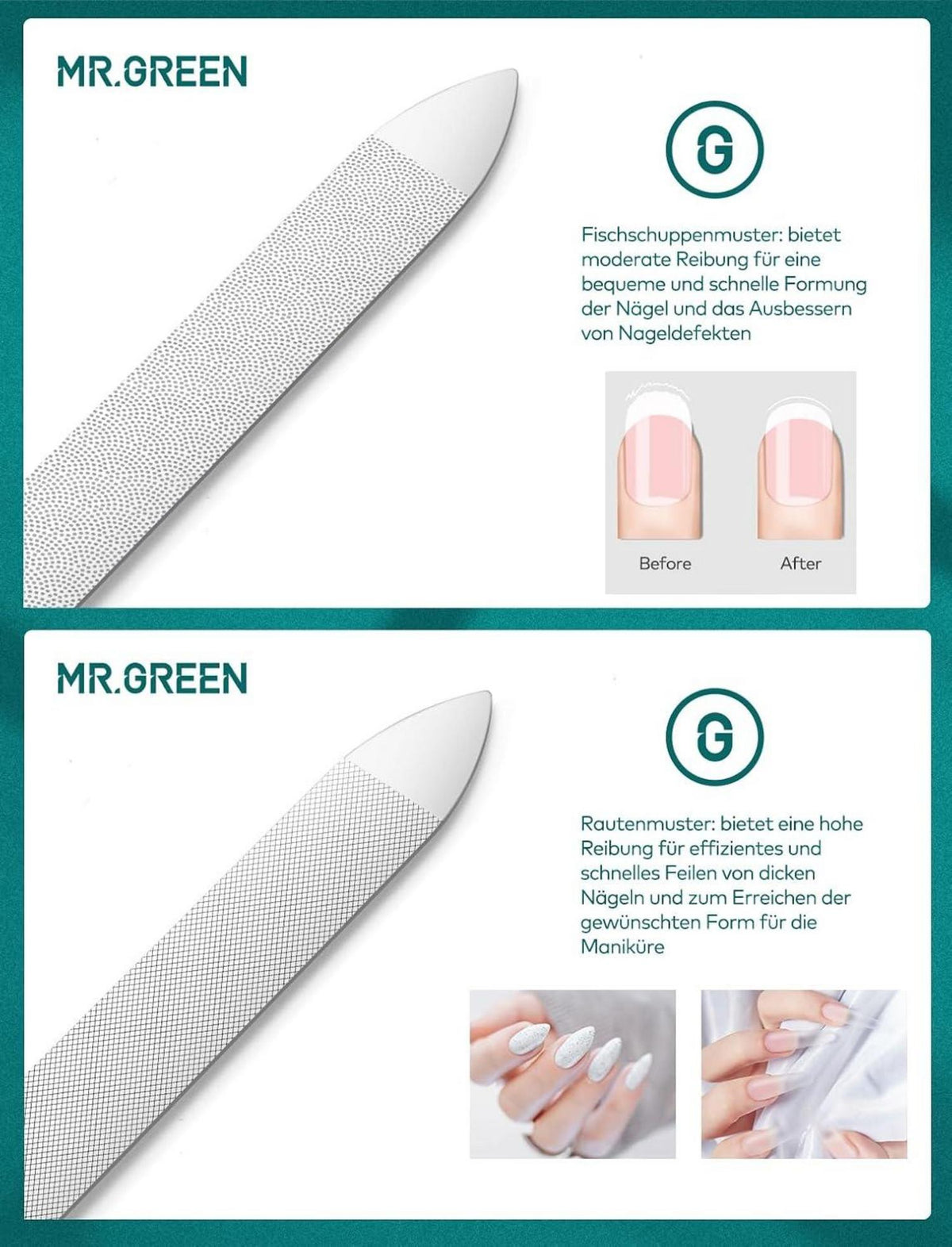 Professionelle Doppelseitige Nagelfeile Solingen Edelstahl Lederetui