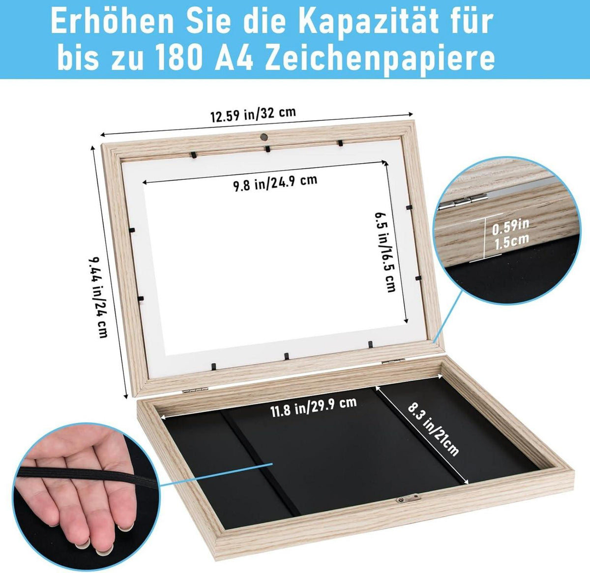Kinderzeichnungen A4 Bilderrahmen zum öffnen Holz 1pc