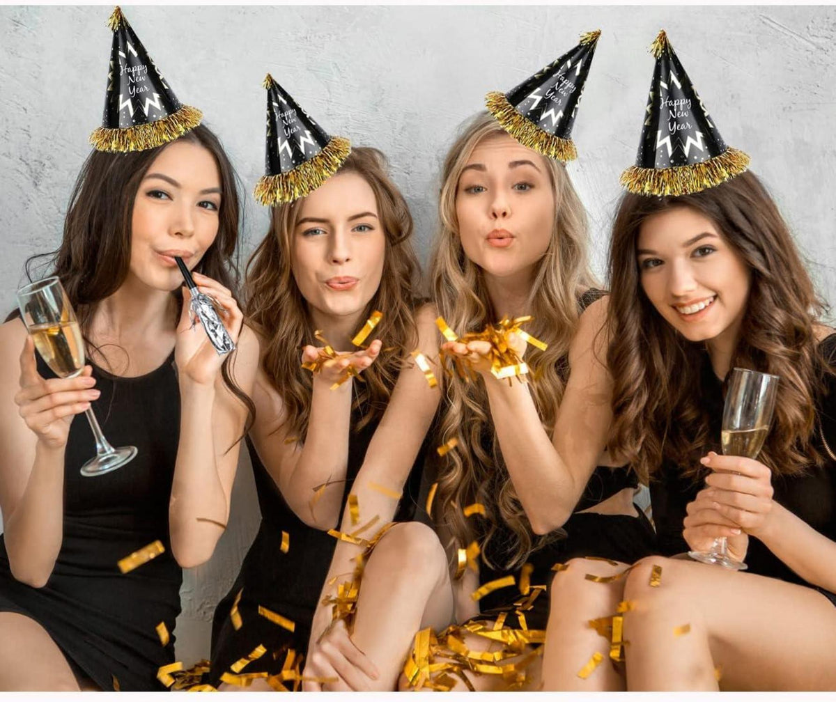 32 Stück Silvester Partyhüte 2025 Neujahr Dekorationen Kit