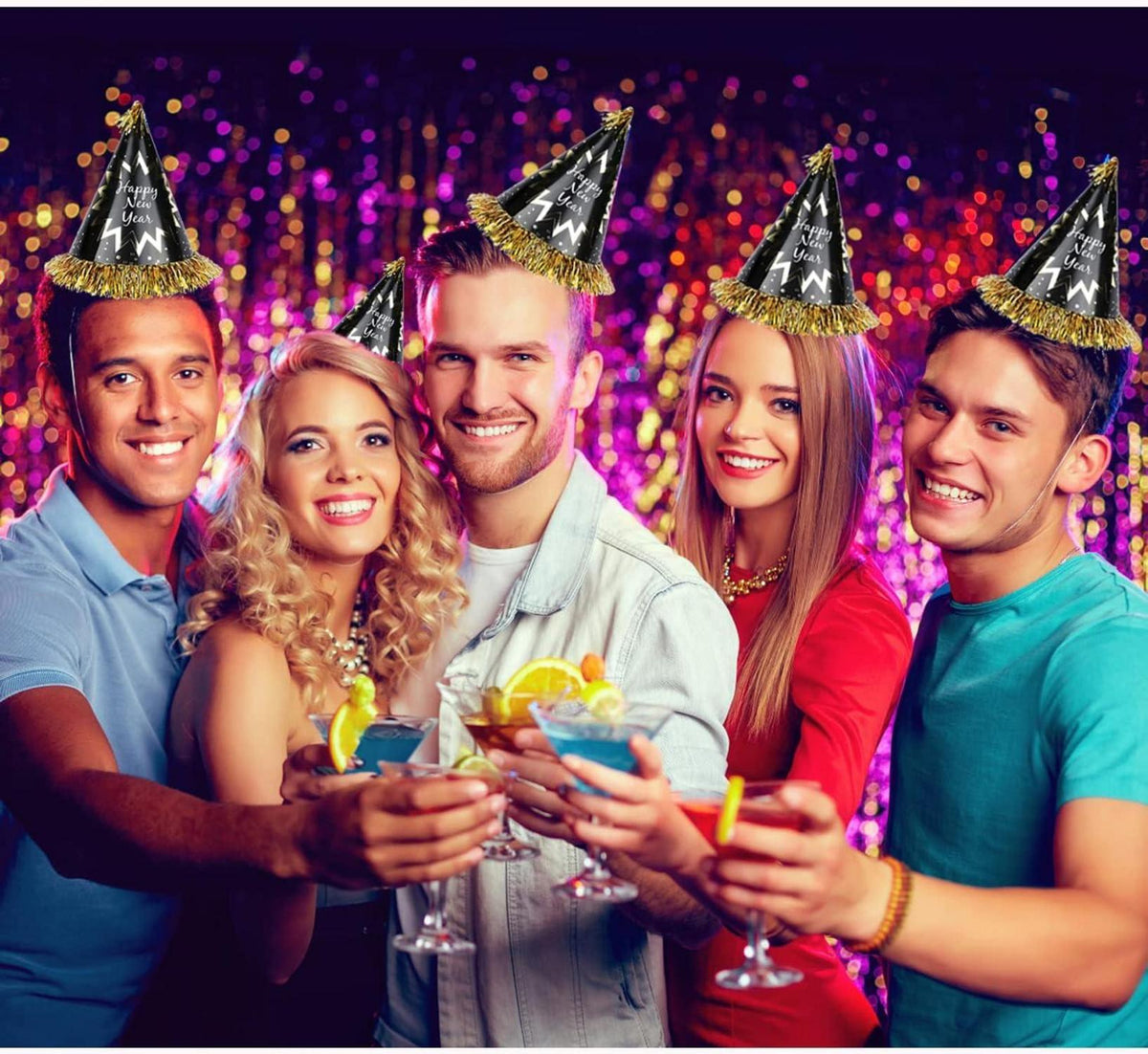 Silvester Partyhüte 32 Stück Neujahr Dekorationen mit Geräuschmacher