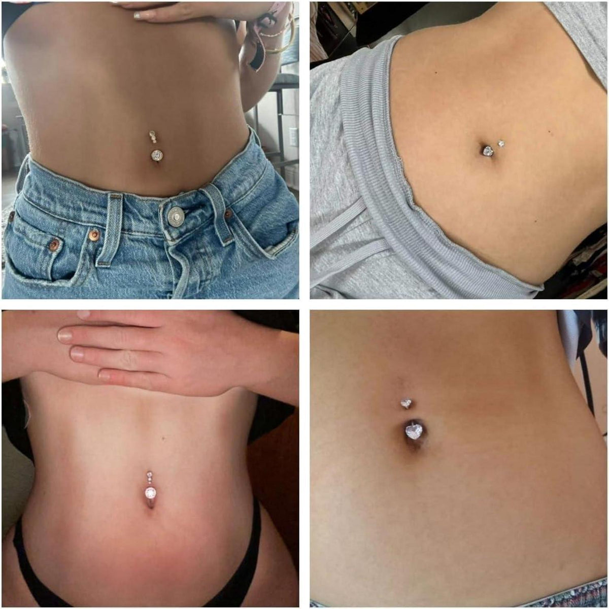 Bauchnabelpiercing Set 3 Stück Chirurgenstahl Zirkonia Gold 12mm