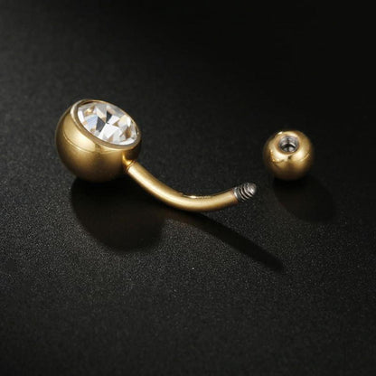 Bauchnabelpiercing Set 3 Stück Chirurgenstahl Zirkonia Gold 12mm