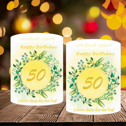 12er Windlicht Tischdeko 50. Geburtstag Happy Birthday 50 mit Schön