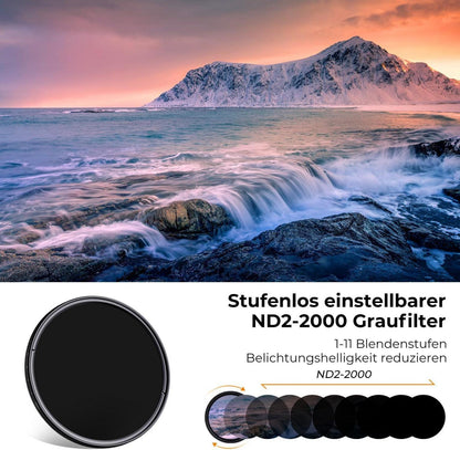 72mm Variabler ND Filter K-Serie Graufilter ND2-ND2000