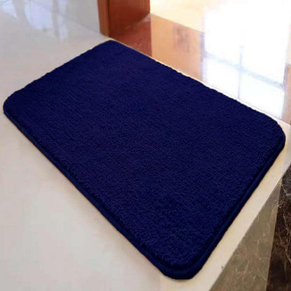 Rutschfester Badezimmerteppich flauschig Navy Blau 110x140 cm