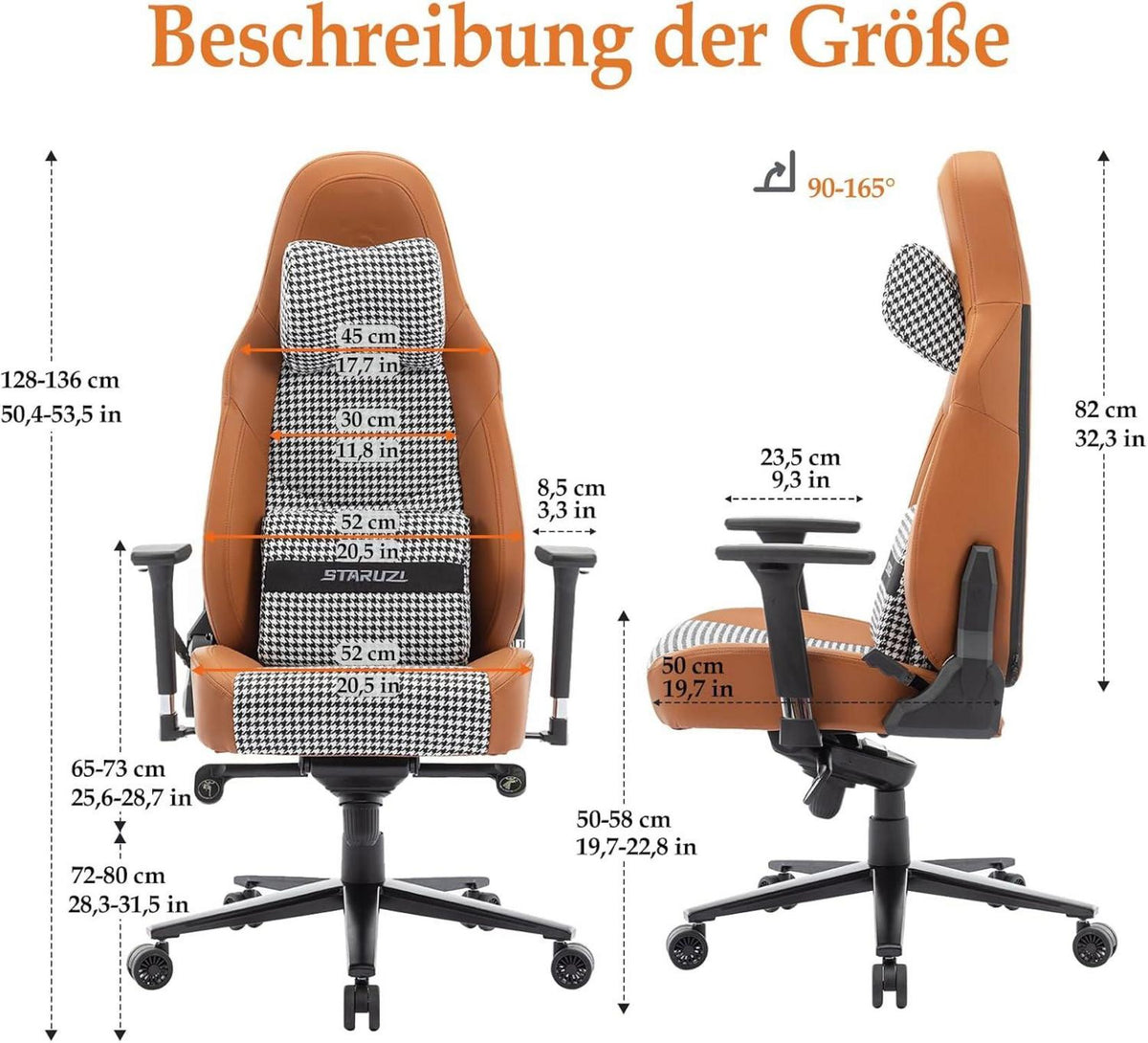 Gaming Stuhl 200kg Belastbarkeit Büro & Gamer Chefsessel Hahnentritt