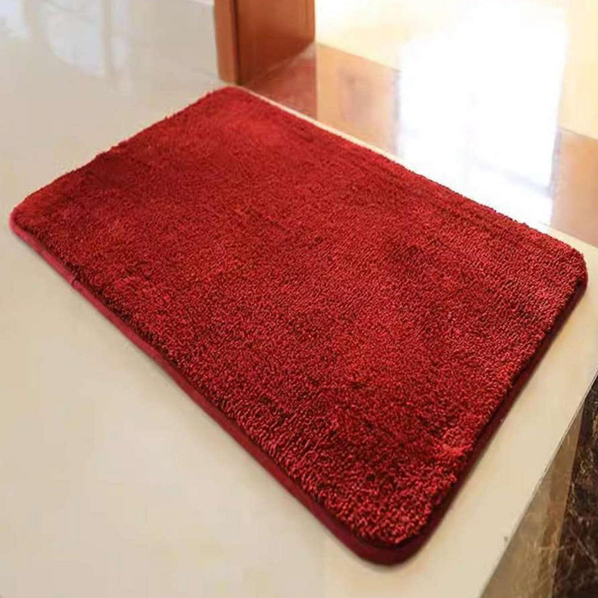 Rutschfester Badteppich flauschig Weinrot 120x160 cm