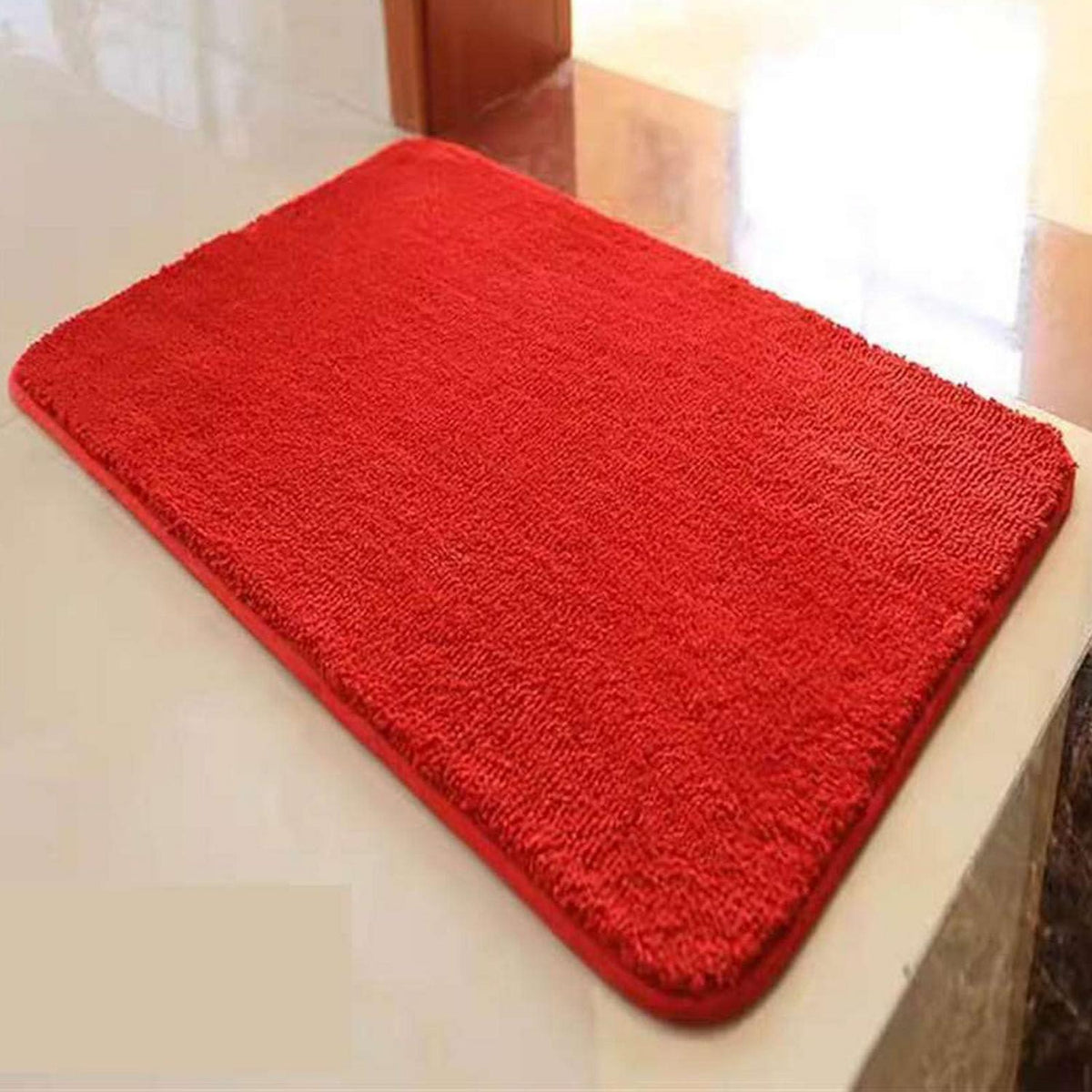 Rutschfester Badteppich flauschig rot 120x200 cm