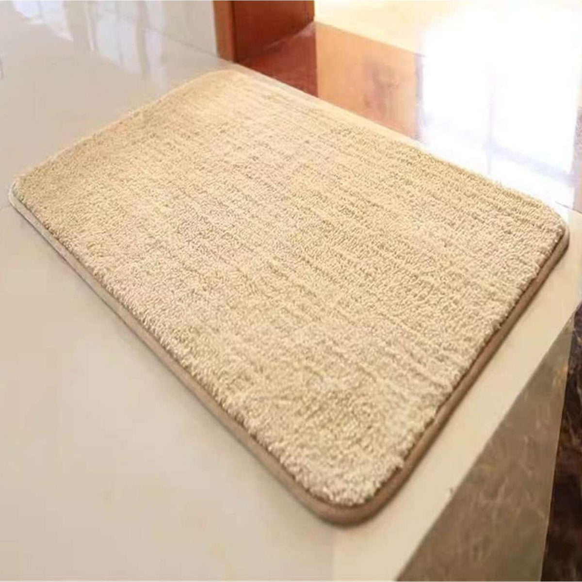 Rutschfester Badezimmerteppich flauschig Beige 120x160 cm