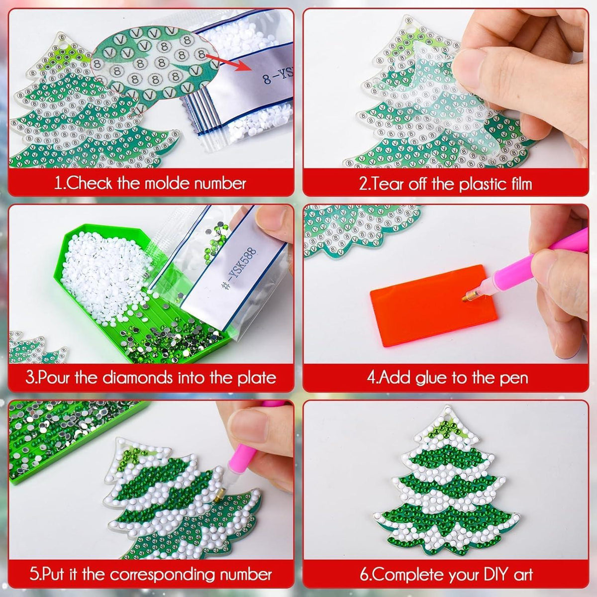 12 Stück 5D DIY Diamond Painting Schlüsselanhänger Weihnachten Set