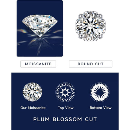 Moissanite Ohrstecker Silber 925 Herz 4 Karat Damen Geschenk