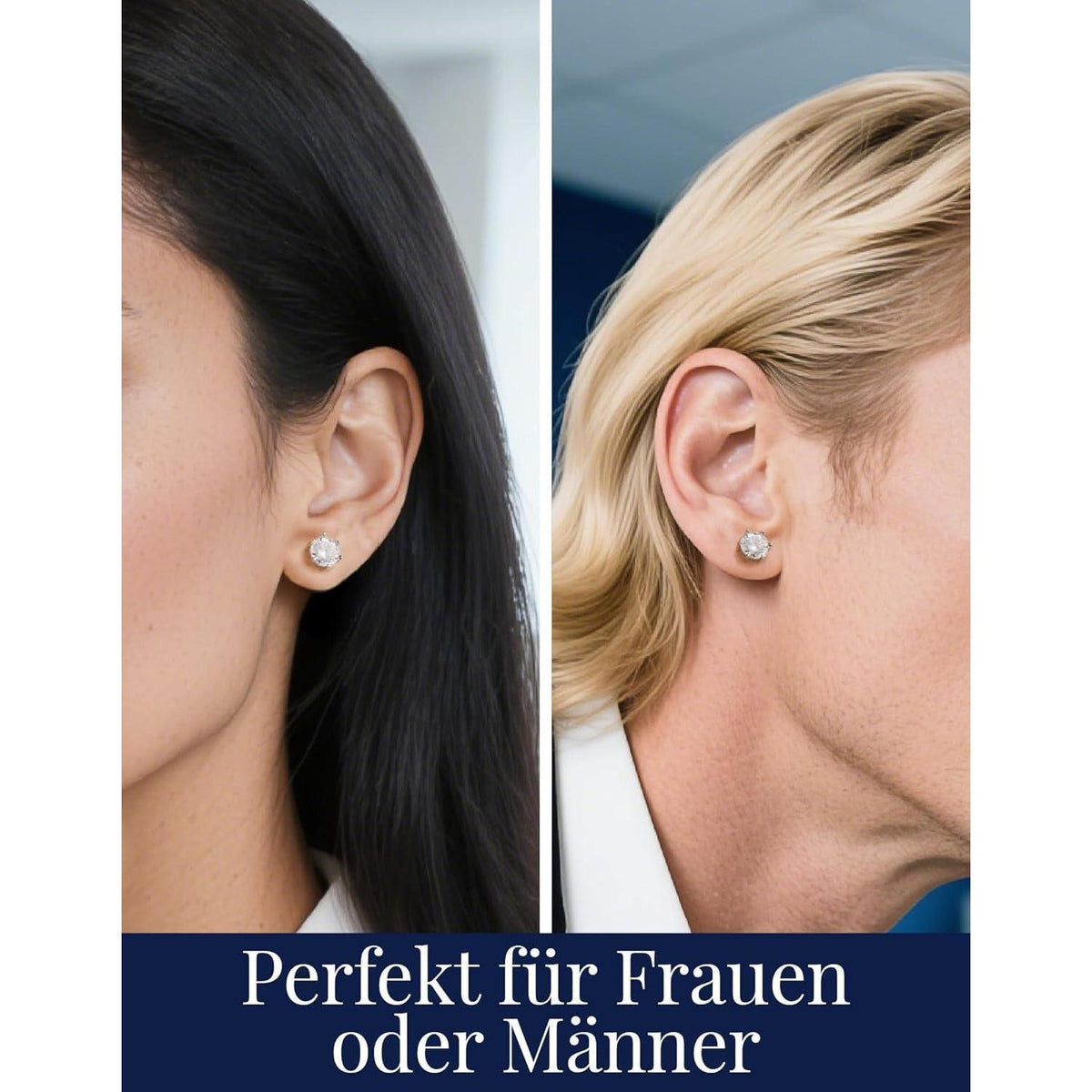 Moissanit Ohrstecker Silber 925 4 Karat 6-Zacken-Fassung Geschenk für Frauen