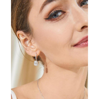 Creolen mit Moissanit Anhänger, 2 Karat Diamant, Silber 925, Romantisches Geschenk