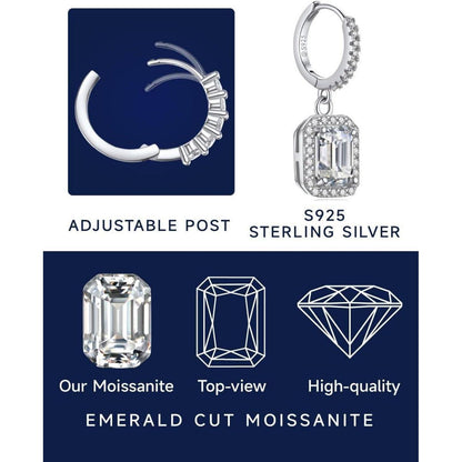 Creolen mit Moissanit Anhänger, 2 Karat Diamant, Silber 925, Romantisches Geschenk