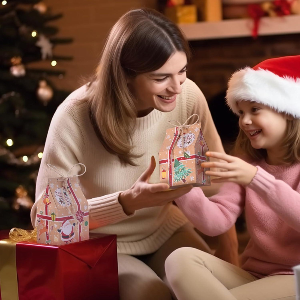 Weihnachten Party Geschenkboxen Kraftpapier Süßigkeitskästen