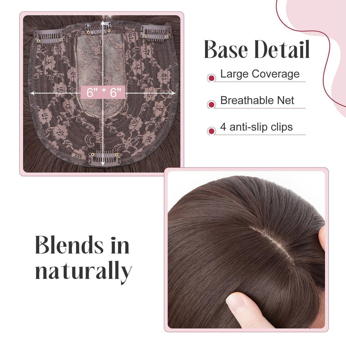 Haartopper Damen Auburn Braun, Clip-In Haarverlängerung 45cm