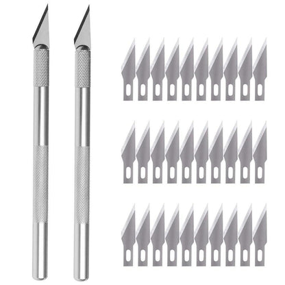 2x Cuttermesser Set mit 30 Ersatzklingen für Bastelarbeiten