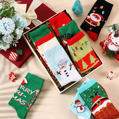 24 Paar Lustige Weihnachtssocken Unisex Winter Socken Set