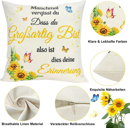 Sunia Sonnenblume Kissenbezug mit Taschen 45x45cm