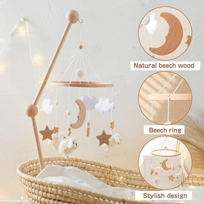 Holz Baby Mobile Schaf Sterne Wolken Mobile für Babyzimmer
