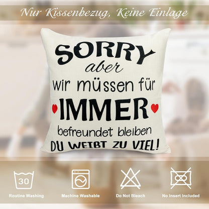 Sunia Geschenke Für Freundin BFF Leinen Kissenbezüge 45x45 cm mit Taschen
