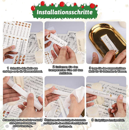 Kerzentattoos Hochzeit Sticker, Wasserschiebefolie Kerzen Deko, Kerzen
