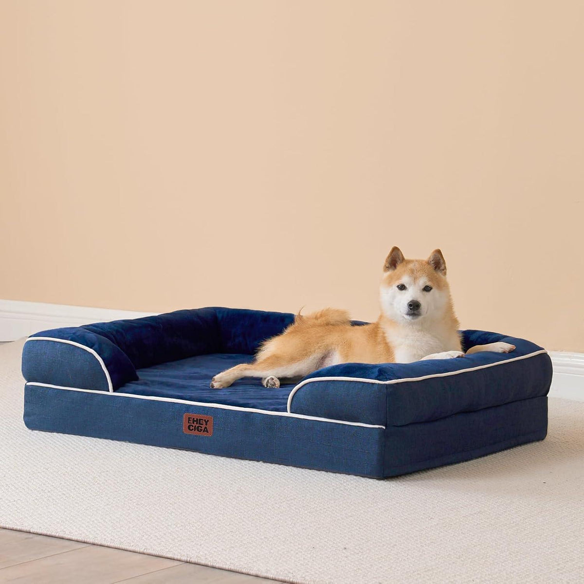 Orthopädisches Hundebett XXL mit Memory Foam, Marineblau