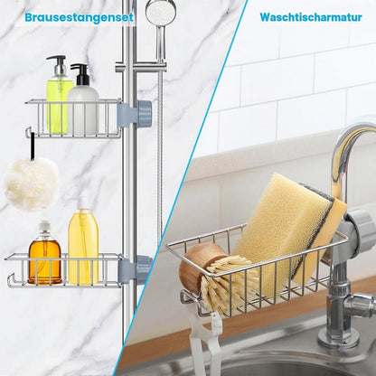 Duschablage Edelstahl 2er Set ohne Bohren – Silber