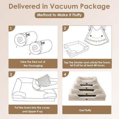 Orthopädisches Hundebett XL mit Memory Foam, Beige