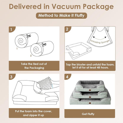 Orthopädisches Hundebett XXL mit Memory Foam, Gräuliches Grün