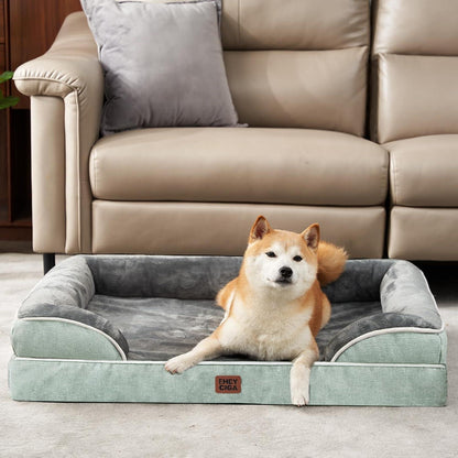 Orthopädisches Hundebett XXL mit Memory Foam, Gräuliches Grün