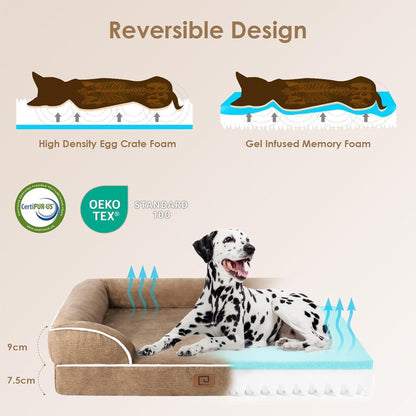 Orthopädisches Hundebett XL mit Memory Foam, waschbar, wasserdicht