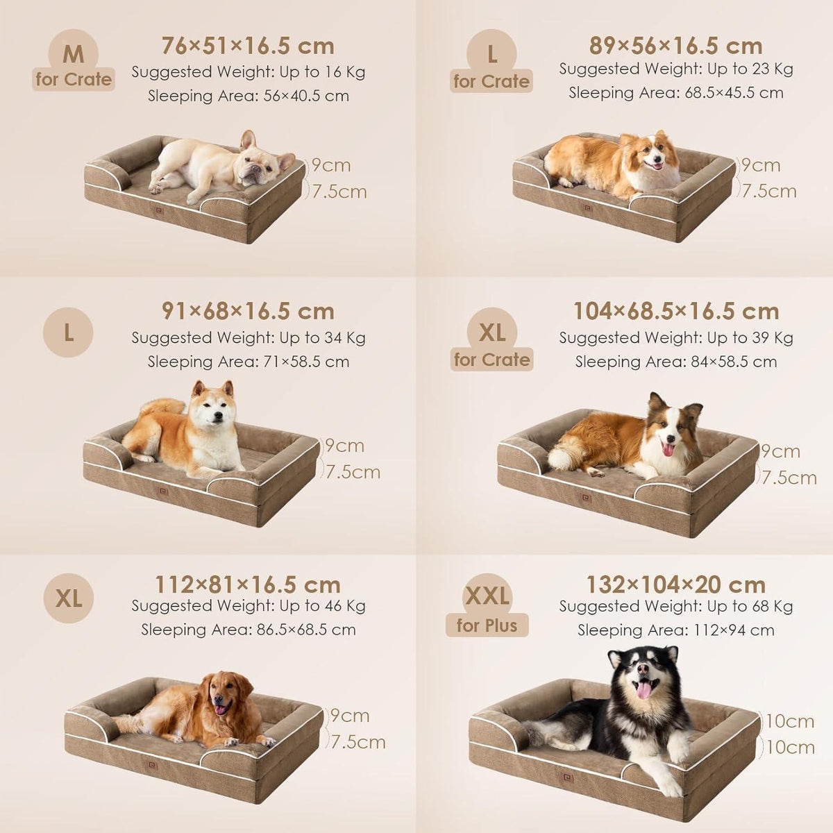 Orthopädisches Hundebett XL mit Memory Foam, waschbar, wasserdicht
