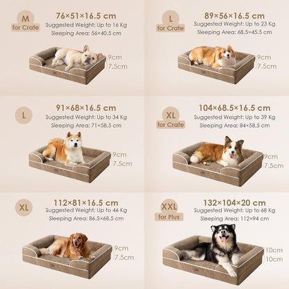 Orthopädisches Hundebett XL mit Memory Foam, waschbar, wasserdicht