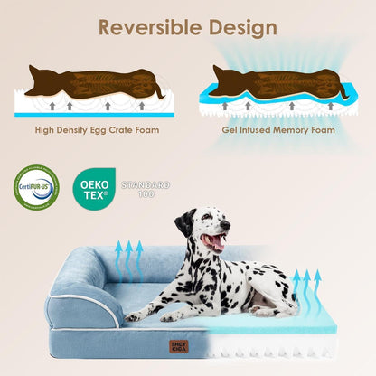 Orthopädisches Hundebett XXL Hellblau mit Memory Foam und hohem Rand