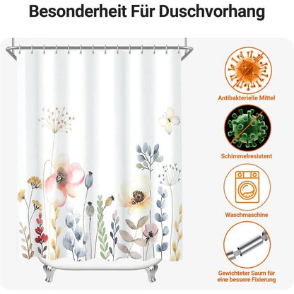 Duschvorhang Blumenmuster 240x200cm Wasserabweisend