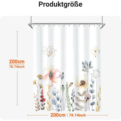 Duschvorhang Blumenmuster Wasserabweisend 200x200cm (1er