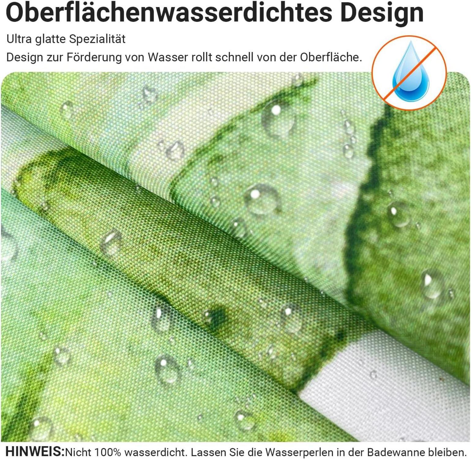 Grüner Blätter Duschvorhang 150x200cm Antischimmel Textil