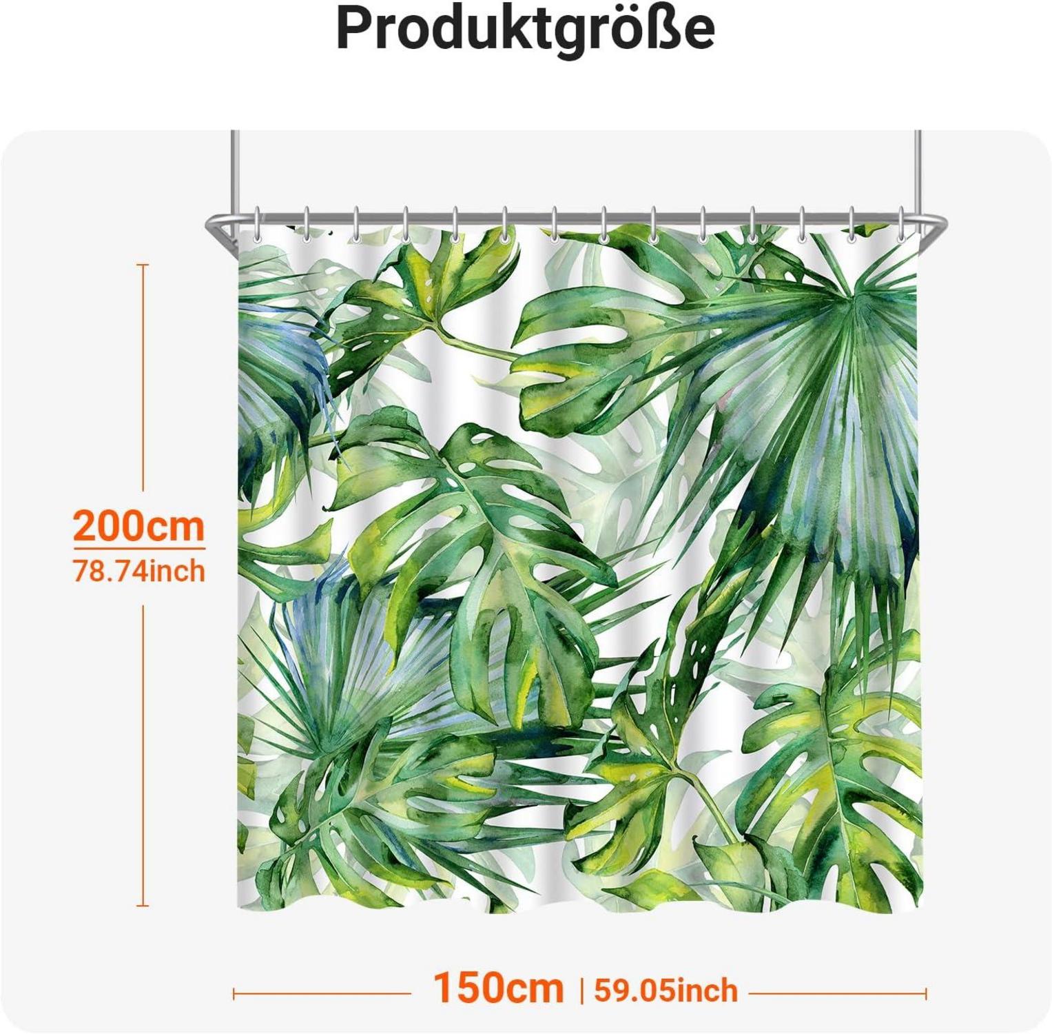 Duschvorhang 150x200cm Grün Blätter Wasserdicht,Antischimmel