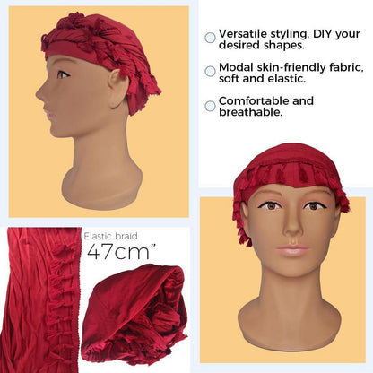 Vintage Herren Turban Durag aus Satin – Weinrot