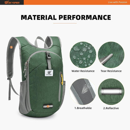 Faltbarer Tagesrucksack 10L für Wandern & Reisen, Grün