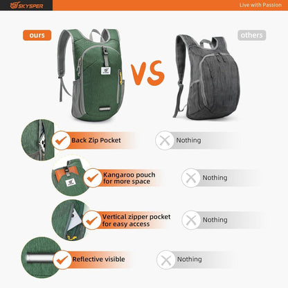 Faltbarer Tagesrucksack 10L für Wandern & Reisen, Grün