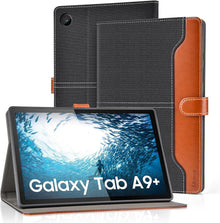 DLveer Samsung Galaxy Tab A9+ Plus 11 Zoll Denim Schwarz PU Leder+Soft